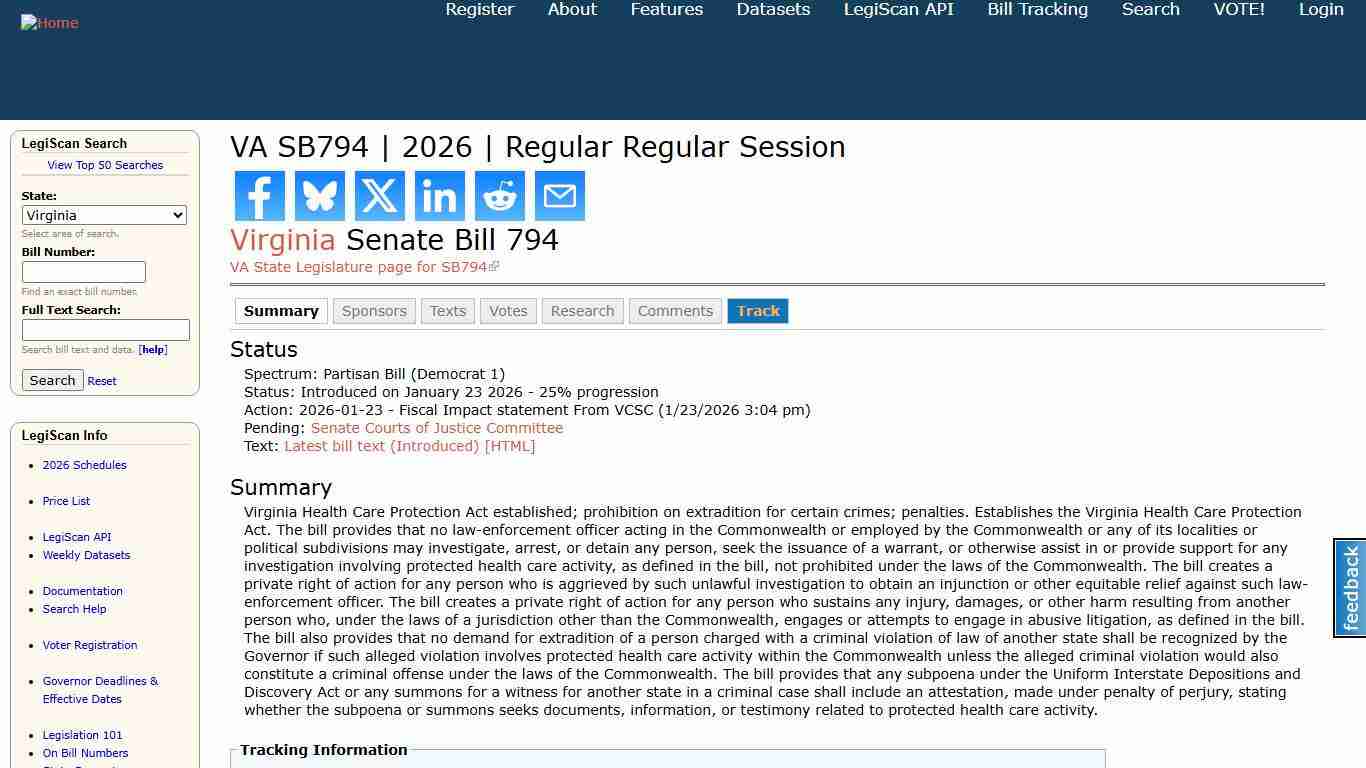 VA SB794 2026 Regular Regular Session LegiScan