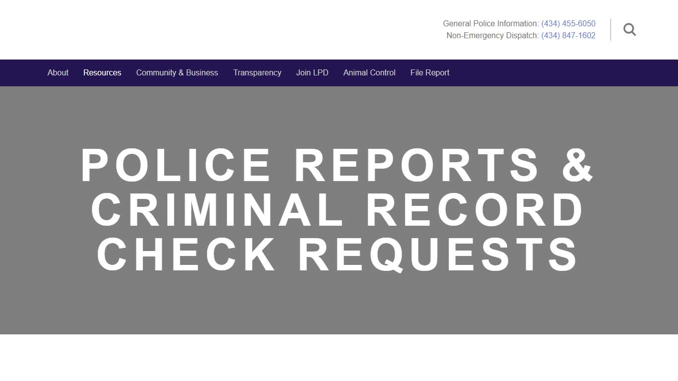 Police Reports & Criminal Record Check Requests - Lynchburg Police Department